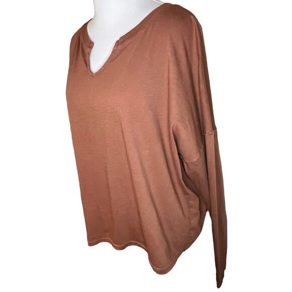 Wild Fable Womens XL Muted Brick Long Sleeve Round V-Neck Pullover 100% Cotton - Picture 2 of 7